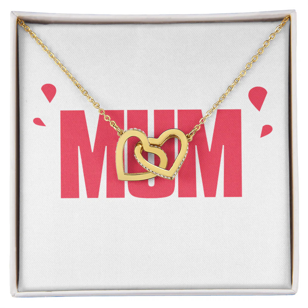 To Mom Wife Mum Boss Inseparable Hearts CZ Necklace Gold Tone Standard Box